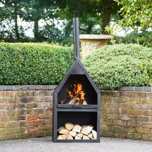 Outdoor Henley Fireplace Black with Grill Iron