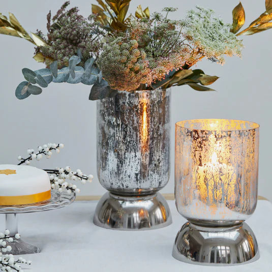 Regency Metallic Tiered Vase Silver Large