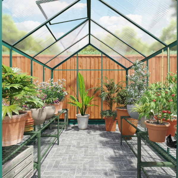 6ft x 10ft Rosette Hobby Aluminium Polycarbonate Greenhouse