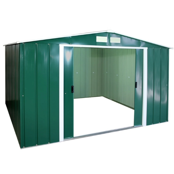 10ft x 10ft Sapphire Apex Metal Shed - Green