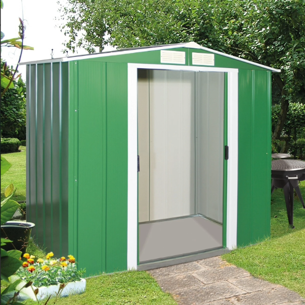 6ft x 4ft Sapphire Apex Metal Shed - Green