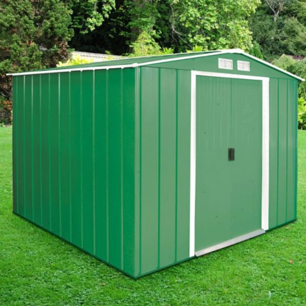 Sapphire 8ft x 8ft Apex Metal Shed - Green