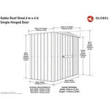 Globel 6ft x 4ft Apex Hinged Single Door Garden Shed - Anthracite Grey