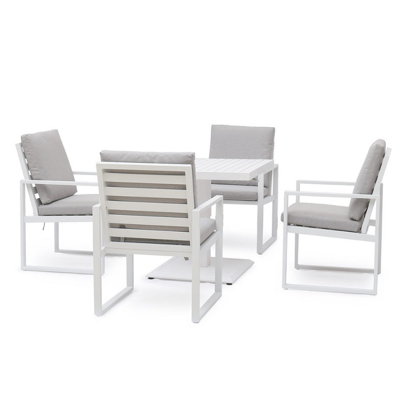 Amalfi 4 Seat Square Dining Set with Rising Table / White