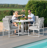 Amalfi 4 Seat Square Dining Set with Rising Table / White