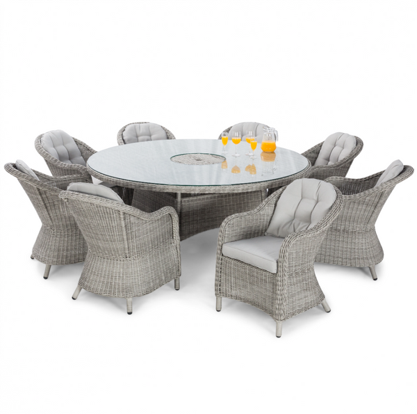 Oxford 8 Seat Round Ice Bucket Dining Set with Heritage Chairs Lazy Susan
