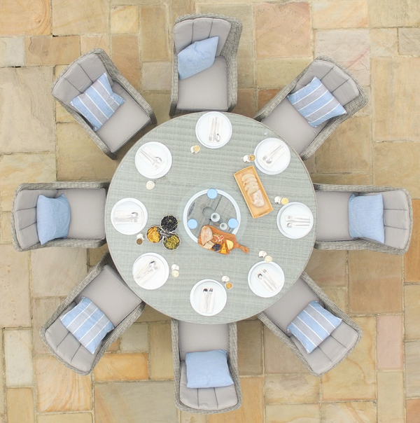 Oxford 8 Seat Round Ice Bucket Dining Set with Venice Chairs Lazy Susan