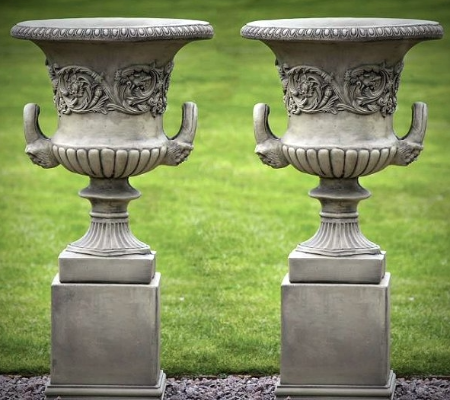Two Grecian Planter Urns With Handles (pair)
