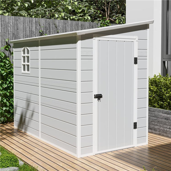 5ft x 8ft Jasmine Lean-To Pent Plastic Shed Light Grey