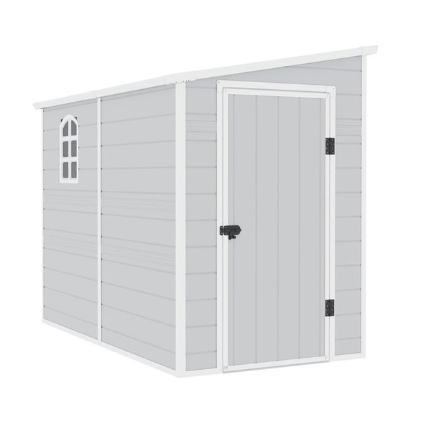 5ft x 8ft Jasmine Lean-To Pent Plastic Shed Light Grey