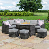 Kingston Corner Dining Set with Fire Pit in Grey