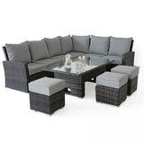 Kingston Corner Dining Set with Rising Table Left Handed in Grey