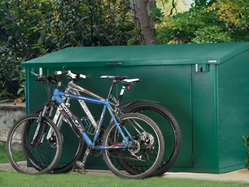 The Access Plus Metal Bike Storage Shed Store 4 bikes