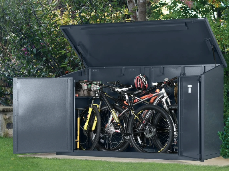 The Access Plus Metal Bike Storage Shed Store 4 bikes