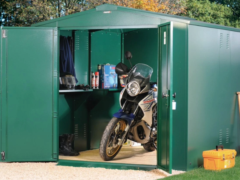 Motorcycle top metal shed