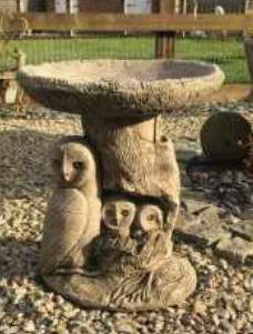 Owl Family Bird Bath